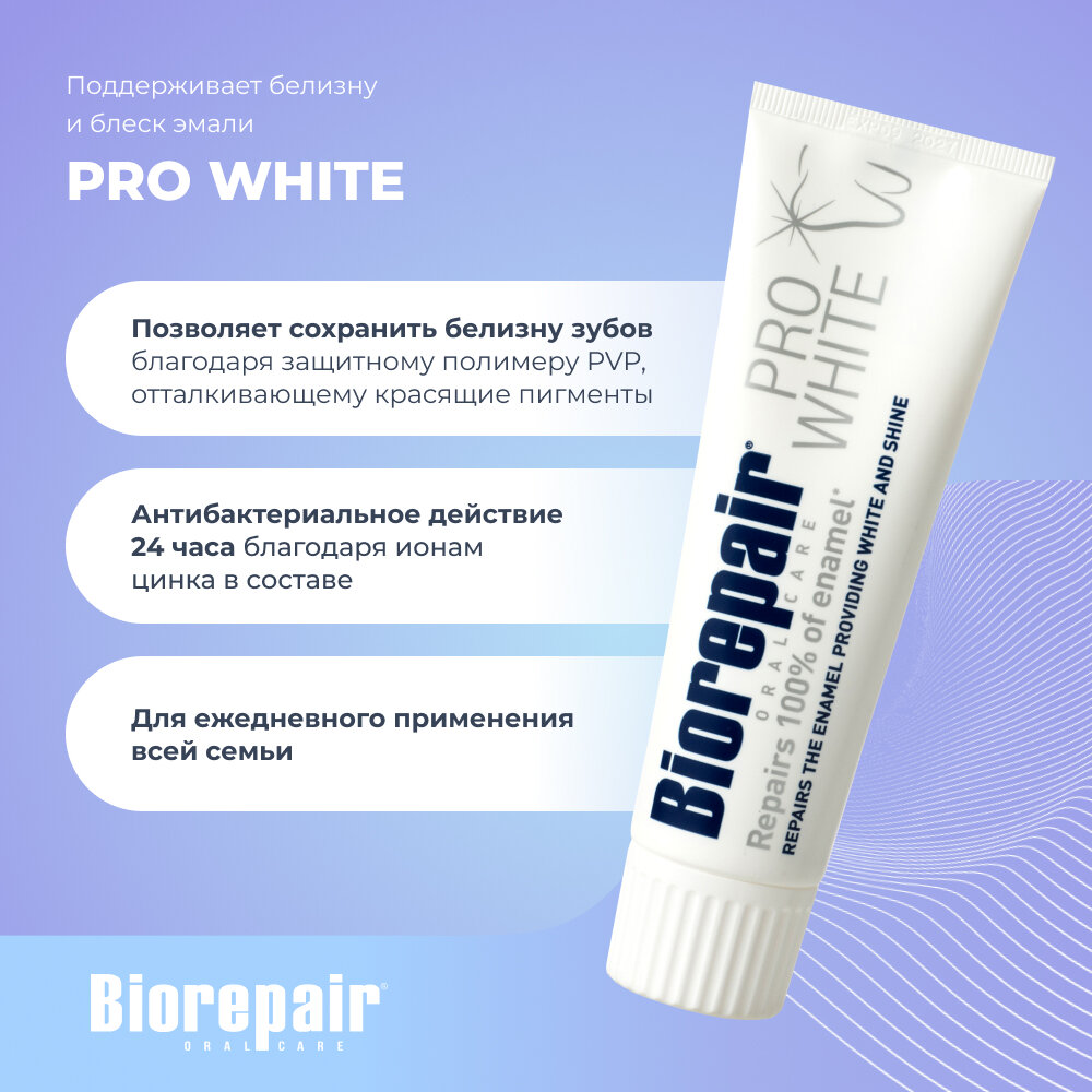 Зубная паста Biorepair® PRO White, сохраняющая белизну эмали, 75 мл