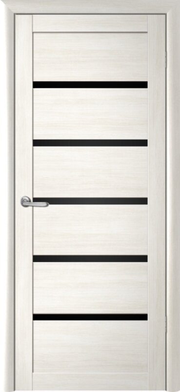 Межкомнатная дверь (дверное полотно) Albero Вена Эко-Шпон / Белый кипарис / Черное стекло 70х200