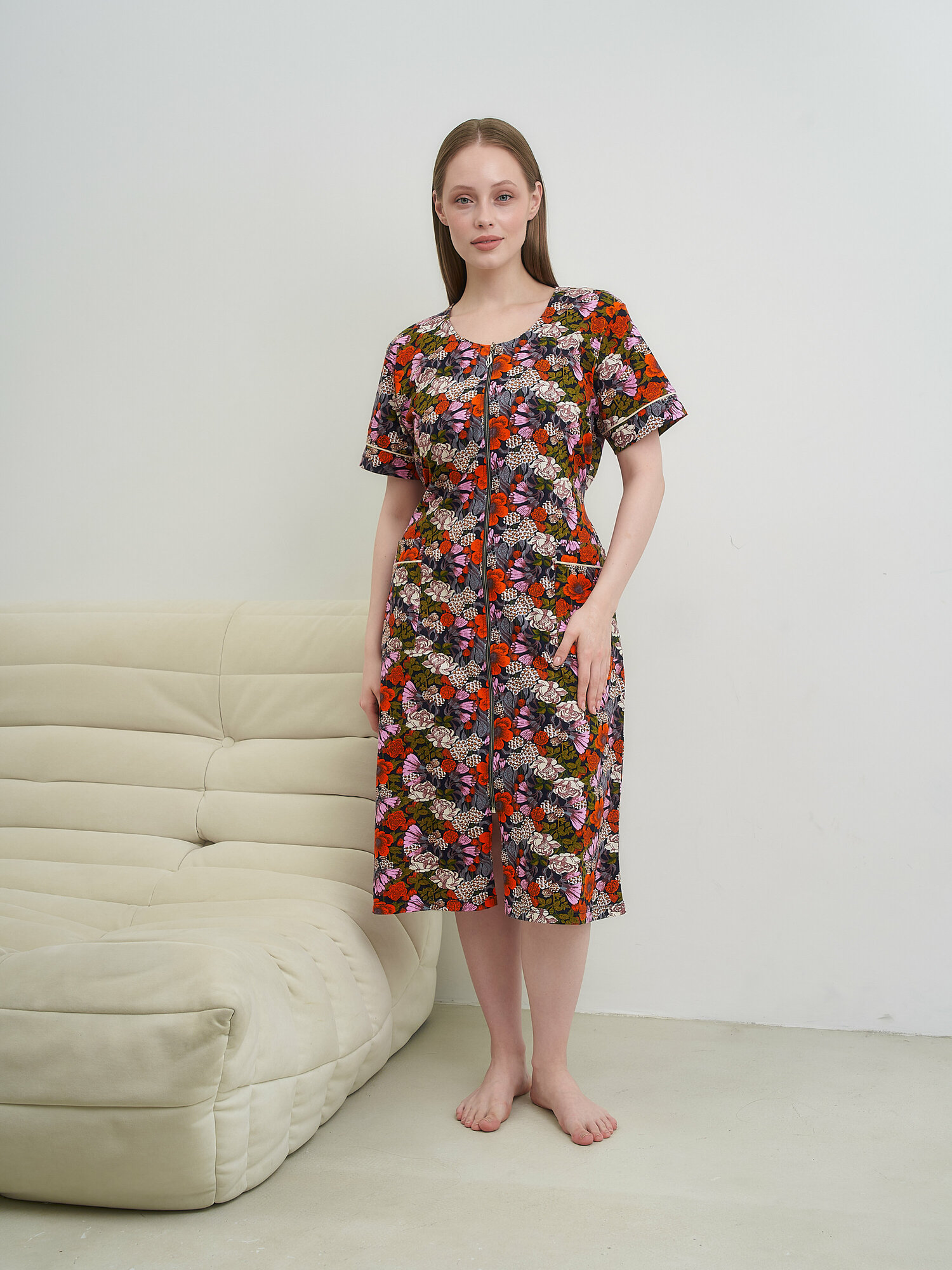 фото Халат женский на молнии Baror blue 50