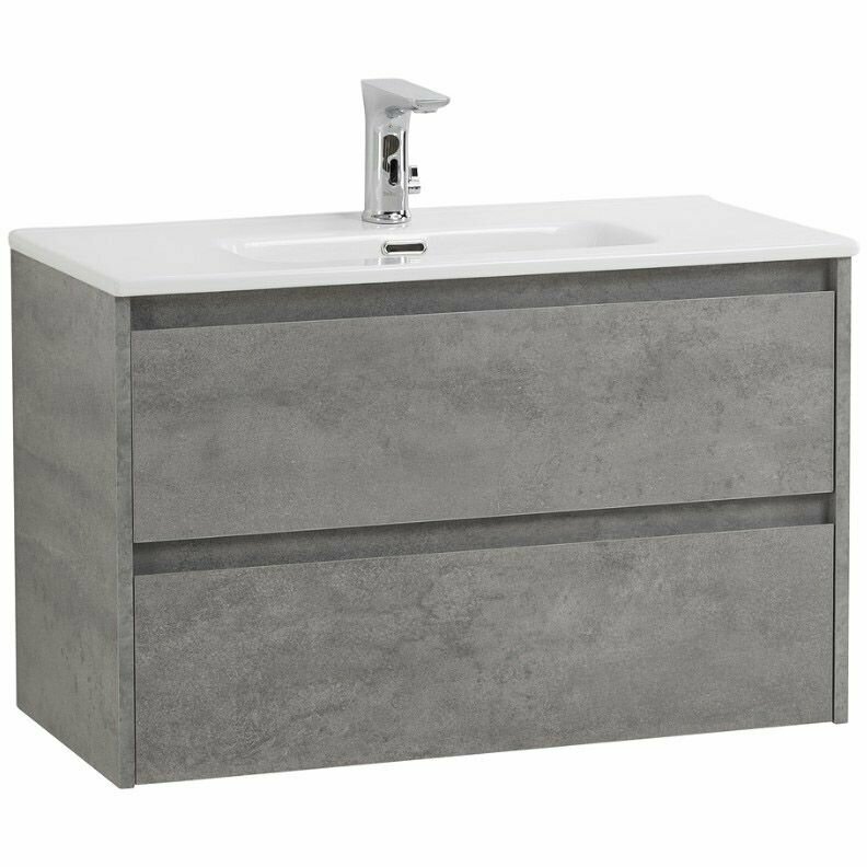 База под раковину подвесная BelBagno KRAFT 39 с двумя выкатными ящиками Cemento Grigio 800х390x500 KRAFT 39-800/390-2C-SO-CG