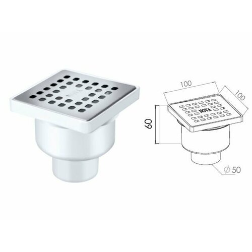 Сливной трап для душа вертикальный с сухим затвором 100х100 мм AV Engineering AVE5010102 456₽
