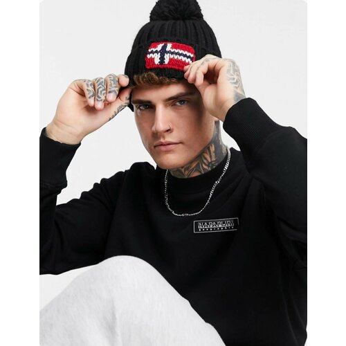 фото Шапка шапка с пумпоном napapijri, размер 55/62, черный шапка napapijri