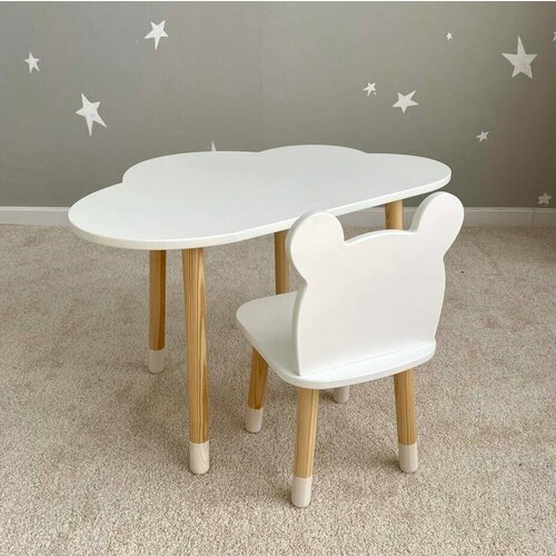 Комплект детской мебели DIMDOMkids стол Облако белый стул Мишка белый 4490₽
