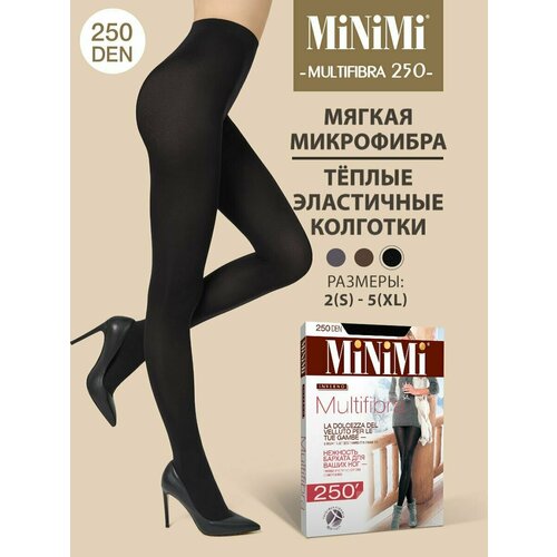 Колготки MiNiMi Multifibra, 250 den, размер 4, черный колготки minimi 250 den с ластовицей размер 7 коричневый