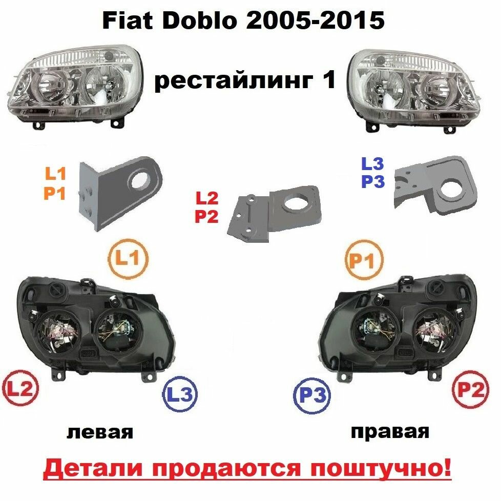 Ремкомплект фары для Fiat Doblo 2005-2015 года. Рестайлинг 1