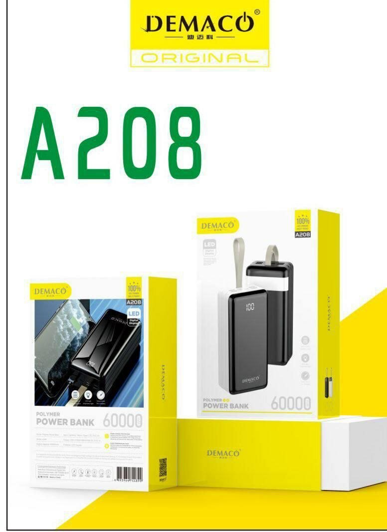 Внешний аккумулятор повербанк Demaco A208 на 60000 mAh. — фото 4