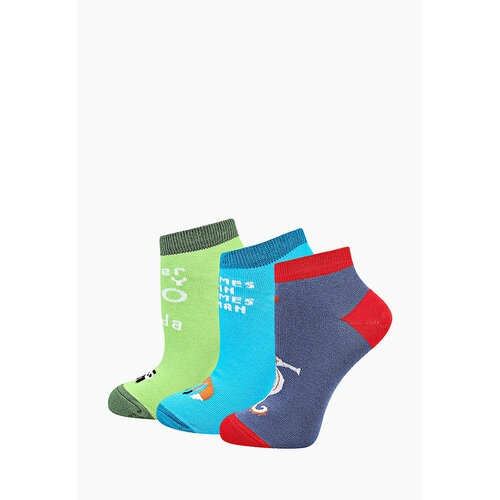 фото Носки big bang socks, 3 пары, размер 35-39, синий, красный, голубой