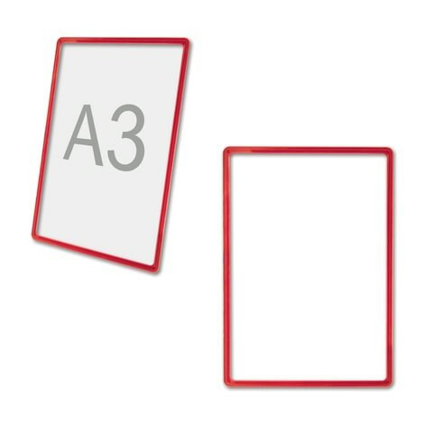 Рамка POS для рекламы и объявлений большого формата (297х420) А3 красная без защитного экрана 290256