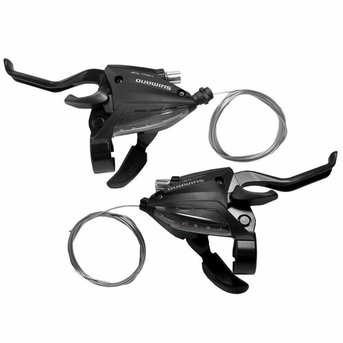 Комплект шифтеров + тормозные ручки (комборучки) Shimano EF500 3x7 скоростей, черные комплект шифтеров с тормозной ручкой 3x7 скоростей с тросами