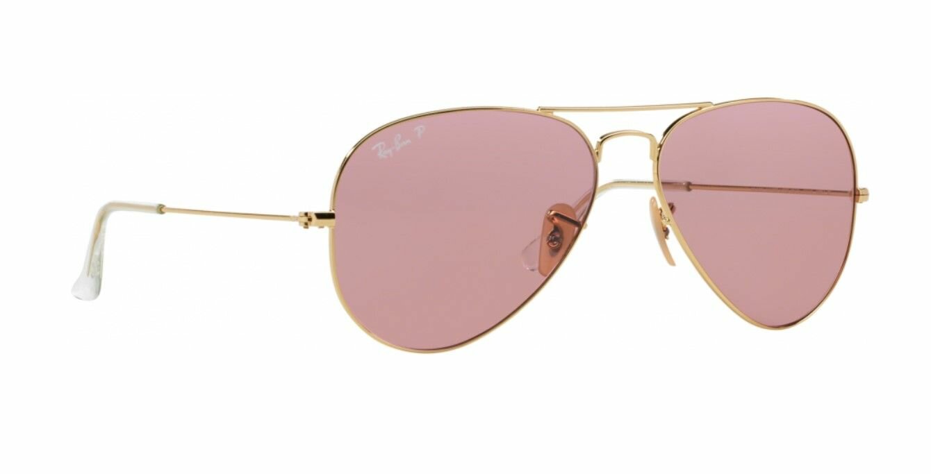 фото Солнцезащитные очки унисекс, авиаторы RAY-BAN с чехлом, линзы розовые, RB3025-001/15/58-14