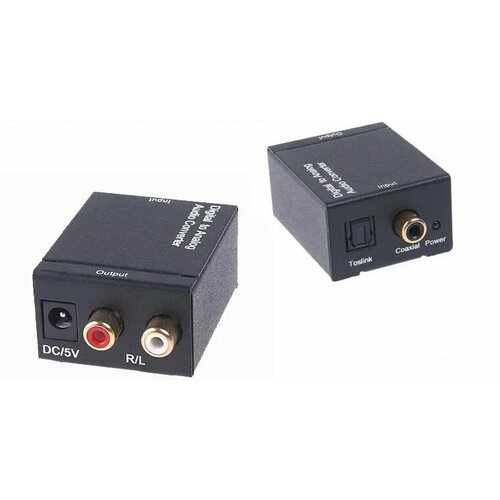 Аудио конвертер цифрового сигнала в аналоговый (Digital to Analog optical Audio) с блоком питания.