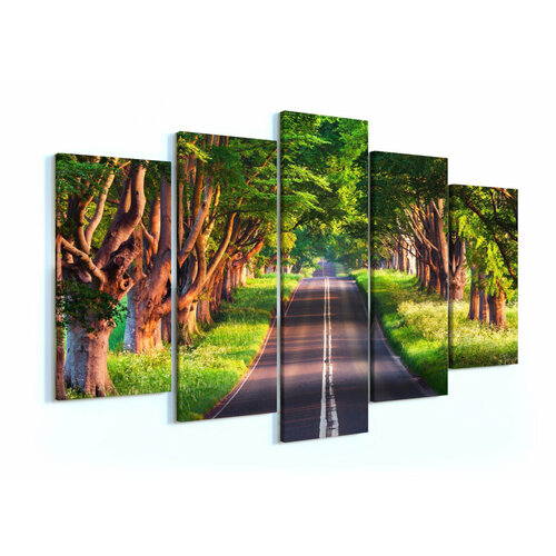 Модульная картина «Зеленая дорога» 140х80 / Модульные картины на стену / Интерьерные картины