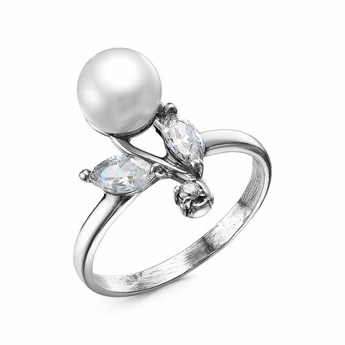 Кольцо Красная Пресня, размер 18.5, белый, бесцветный кольцо formygirl жемчуг культивированный фианит размер 18 белый голубой