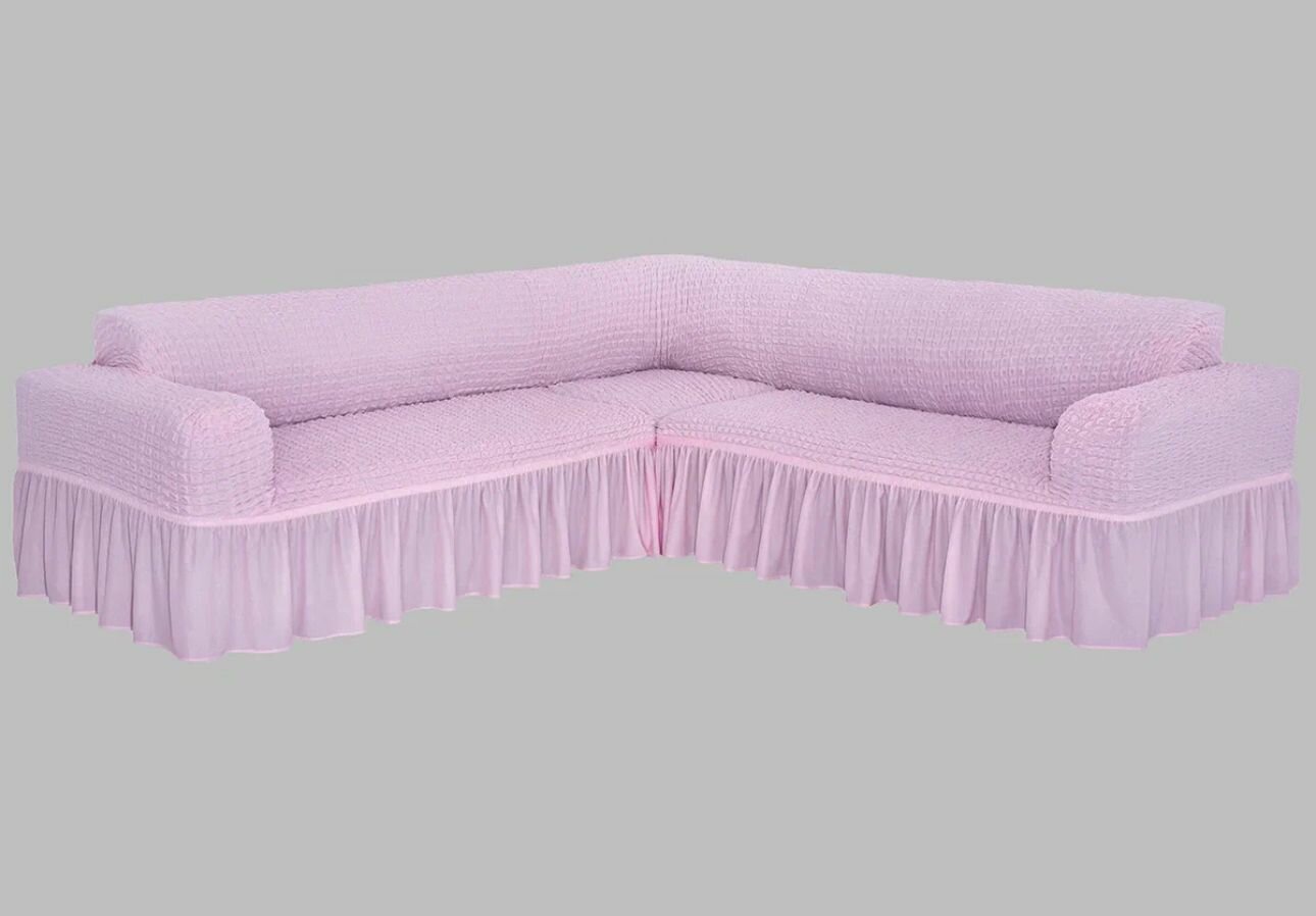 Универсальный чехол на угловой диван с юбкой
