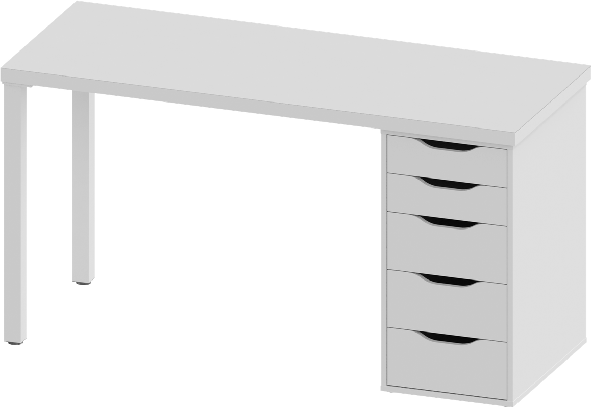 Ингар стол письменный шведский стандарт белый, 140x75, с одной тумбой