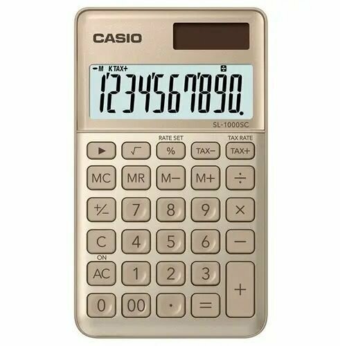 Калькулятор Casio SL-1000SC-GD-S-EP Карманный калькулятор для дома школы и офиса.