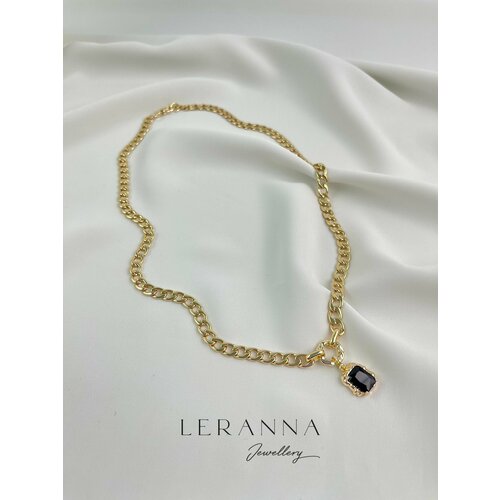 Колье LERANNA Цепь с подвеской, стекло, длина 53 см, черный, золотой