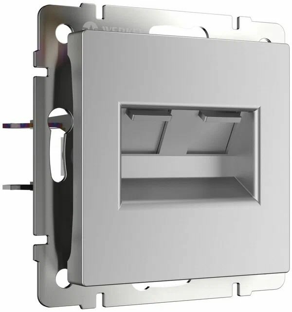 фото Werkel Серебряный WL06-RJ11+RJ45 / W1182106 Розетка телефонная RJ-11 + Еthernet RJ-45