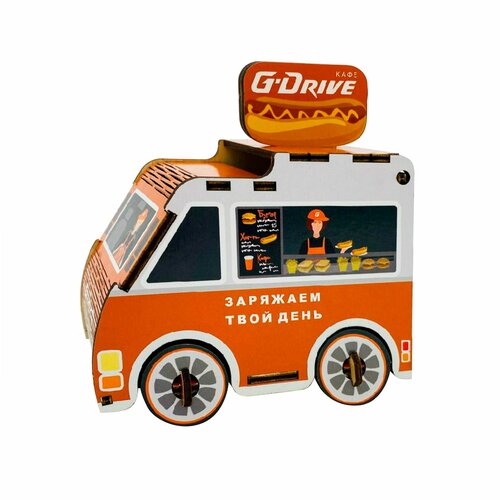 Конструктор Машинка Фудтрак деревянный для детей G-Drive
