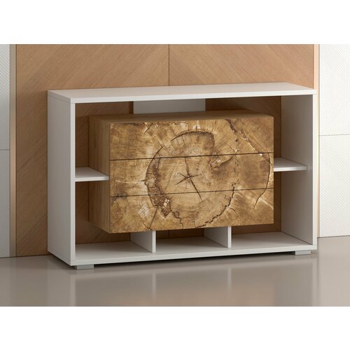 Тумба под телевизор Тоскана тип 3 Дуб Крафт Золотой рисунокБелый глянец 120 см тумба под тв ящик напольная 22469₽