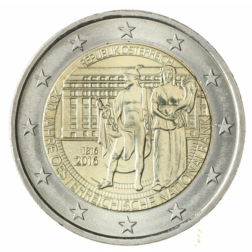 Австрия 2 евро 2016 200 лет Национальному Банку Австрии финляндия 2 евро 2011 200 лет банку финляндии