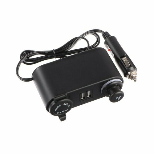 Разветвитель прикуривателя провод 90 см USB 21 А 1169₽