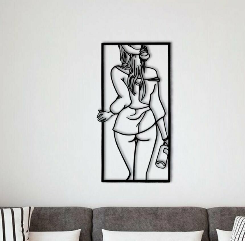 Панно 60х35 см "Эстетика Девушка Фигура" декоративное настенное чёрное, декор на стену, картина
