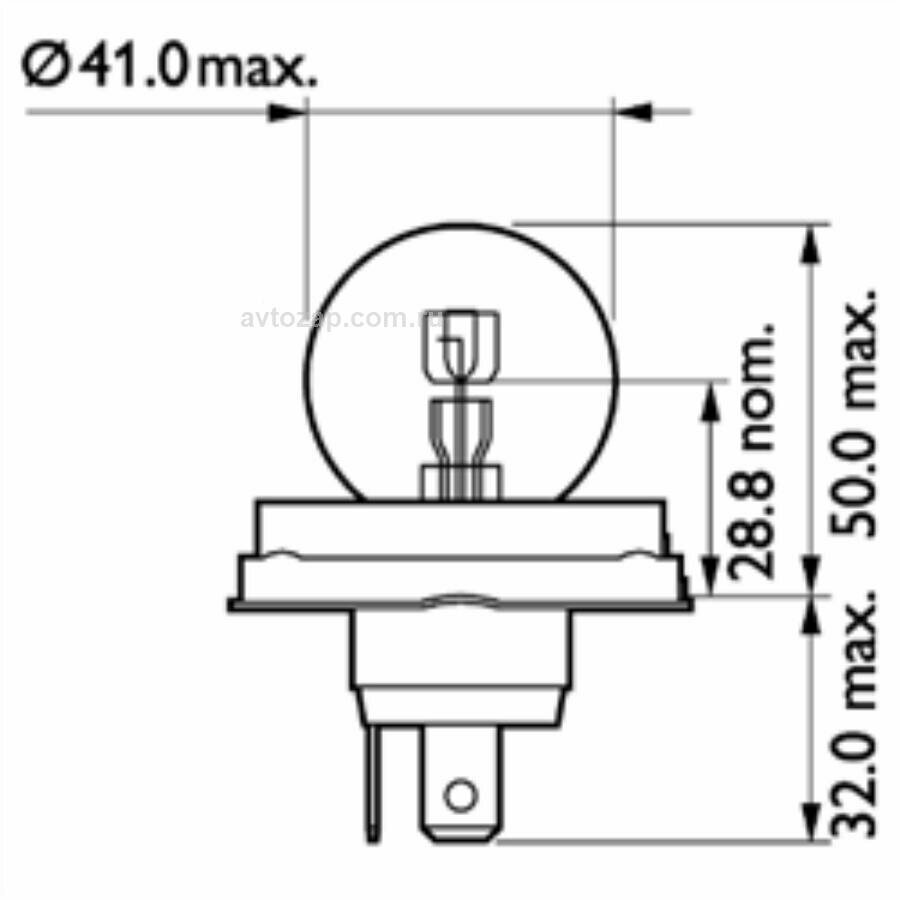 PHILIPS 13620C1 лампа галогенная R2 24V 55/50W P45T-41