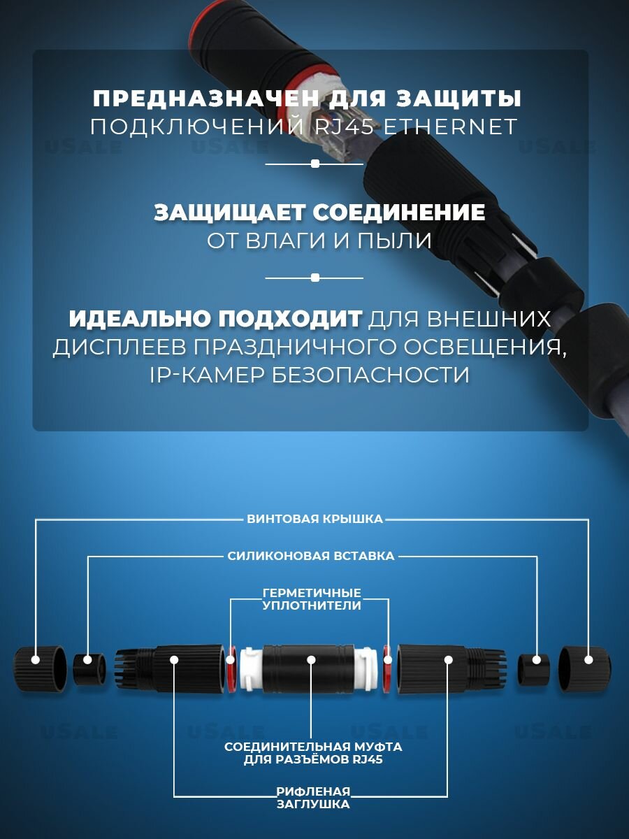 RJ45 герметичный соединитель (бочка; порт-порт)