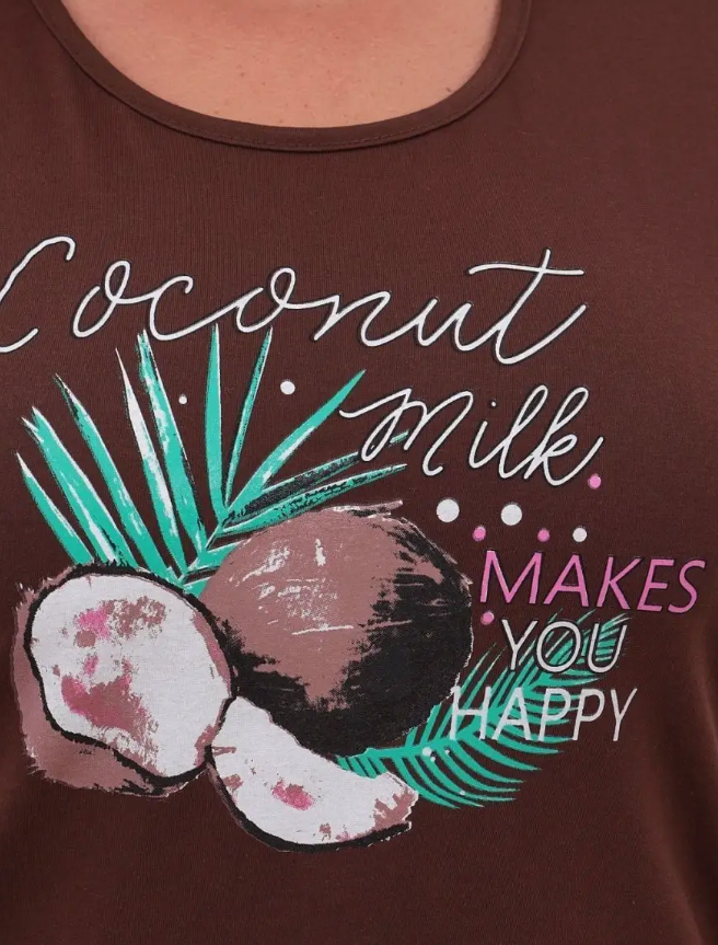 Пижама футболка с шортами Вита, Coconut/коричневый, размер 60 - фотография № 5