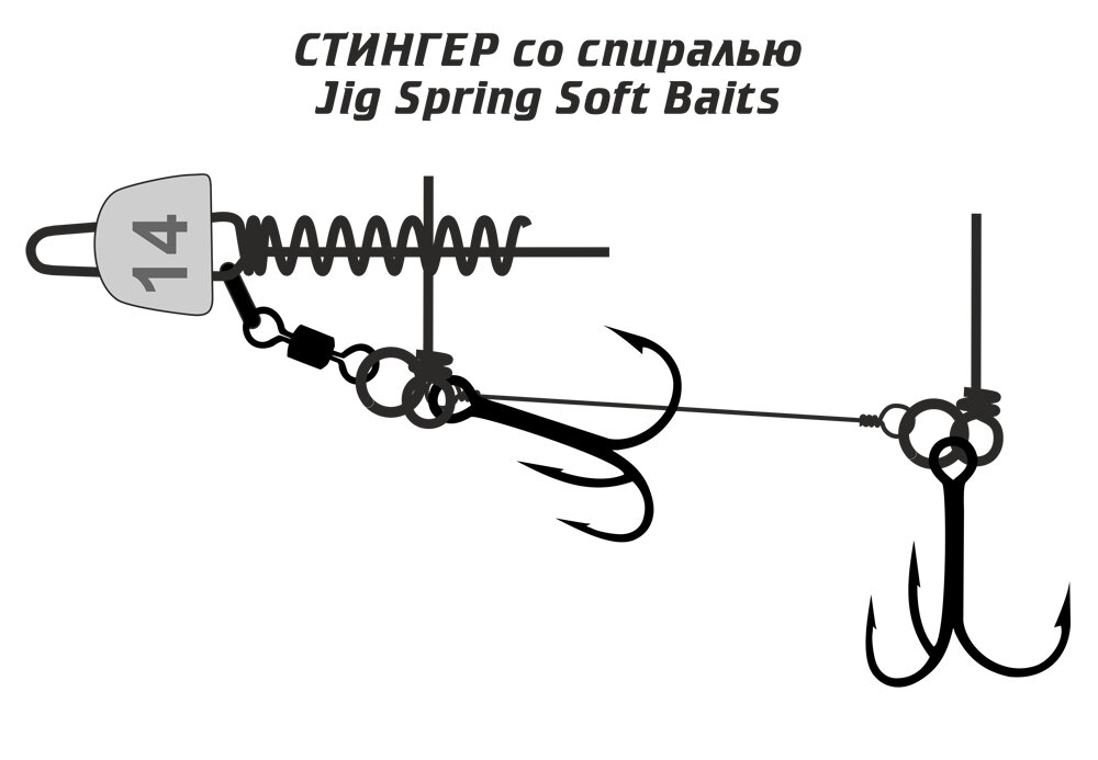Оснастка стингер для силиконовых приманок Vido-Craft JIG Spring Soft Baits #XL — фото 1