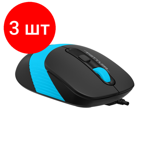 Комплект 3 штук, Мышь компьютерная A4Tech Fstyler FM10S черный/голубой 1600dpi USB (4but) мышь a4tech fstyler fg10 black blue usb