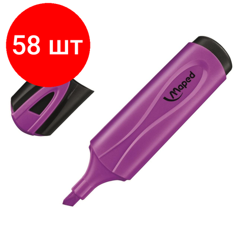 Комплект 58 штук, Маркер текстовыделитель Maped FLUO PEP'S CLASSIC 1-5 мм, фиолетовый,742531
