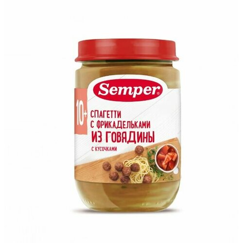 Semper - пюре спагетти с фрикадельками из говядины, 10 мес, 190 гр