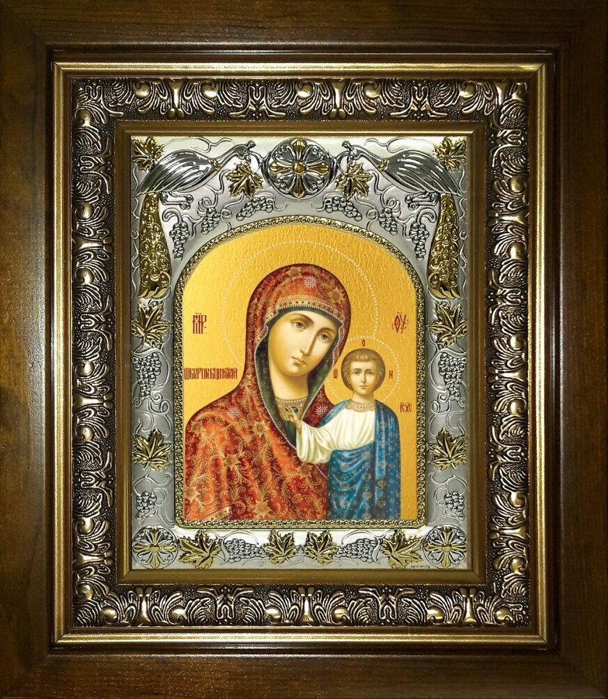 Икона Казанская икона Божией Матери, в деревяном киоте