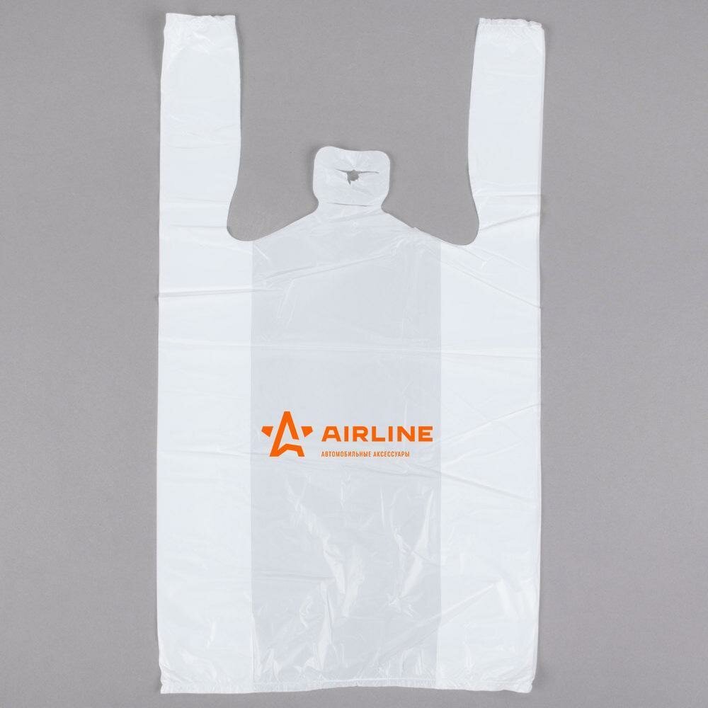 Пакет-майка фирменный AIRLINE, ПНД 16 мкм (28*50+14 см), белый (ADPB006) 1шт