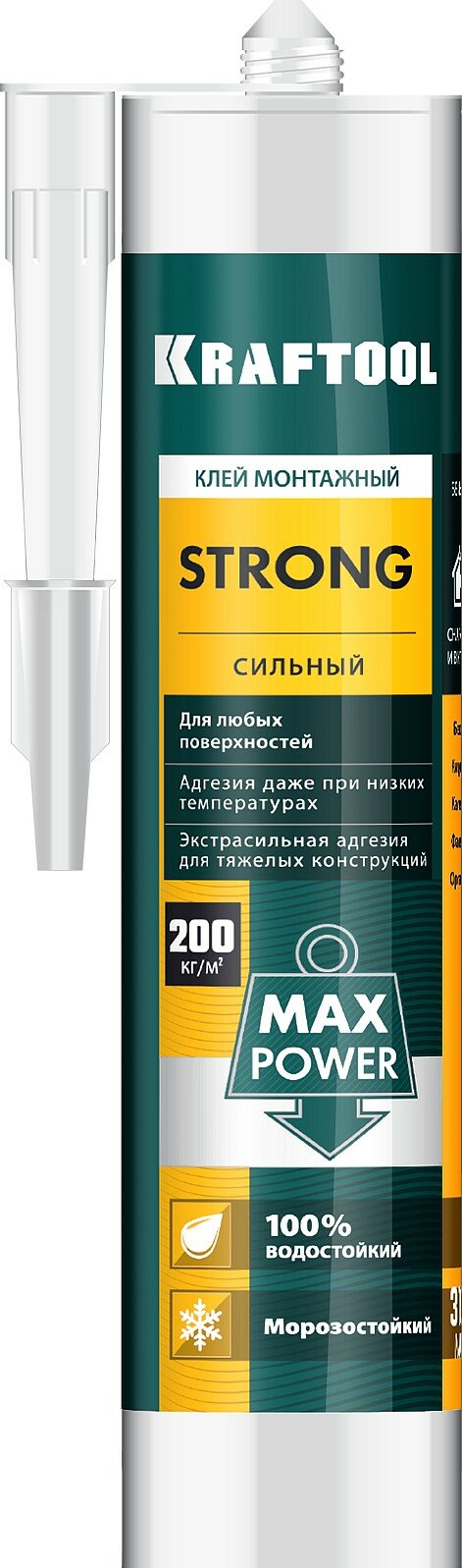 Клей монтажный суперсильный KRAFTOOL STRONG, 310 мл, белый (41343)