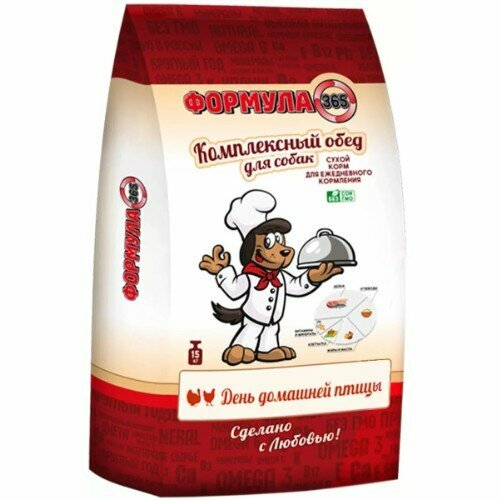 Сухой корм для собак Формула 365 Комплексный обед, день домашней птицы, 15 кг
