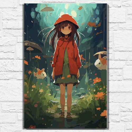 Картина по номерам на холсте аниме в стилистике Миядзаки (Девочка под водой) - 13548 В 60x40 картина по номерам шерлок в аниме стилистике 9021 в 60x40