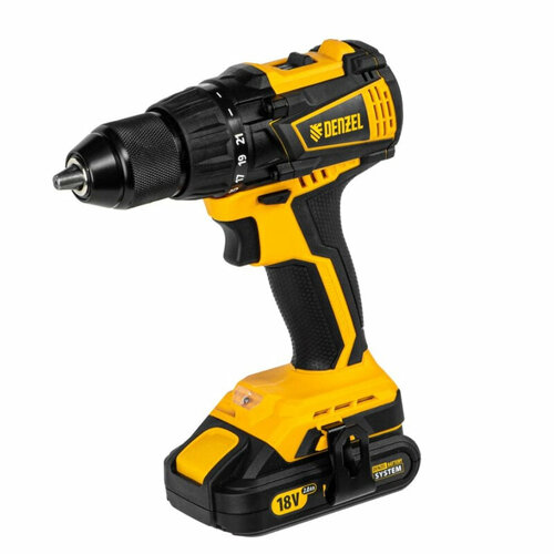 Дрель-шуруповерт аккумуляторная Denzel BLDL-18-02 2 аккумулятора и зарядное устройство в комплекте 1567400₽