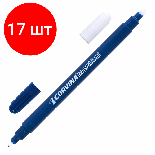 Комплект 17 шт, Ручка стираемая капиллярная CORVINANo Problem, синяя, линия письма 0.5 мм, 41425