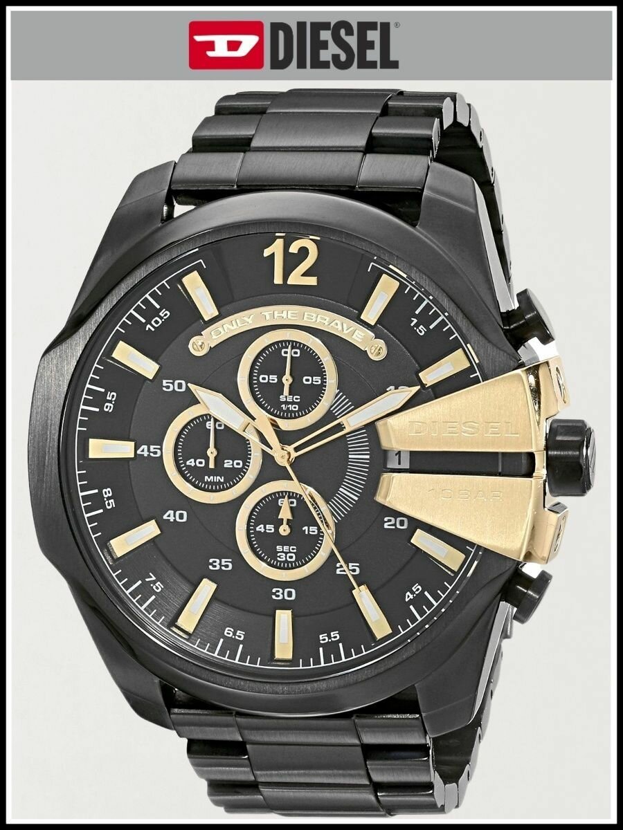 Наручные часы DIESEL Mega Chief DZ4338, черный, золотой