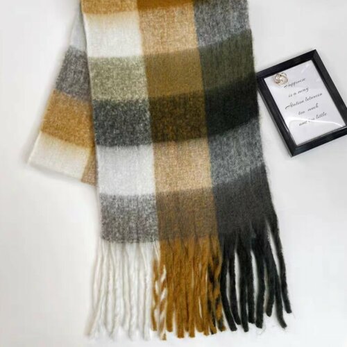 фото Шарф ,210х35 см, коричневый, черный максвер