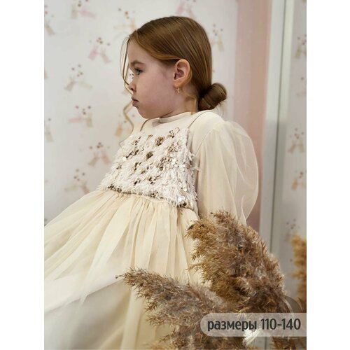 фото Платье, размер 140, бежевый нет бренда