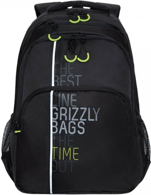 Рюкзак молодежный Grizzly RU-030-31/2 черный - салатовый