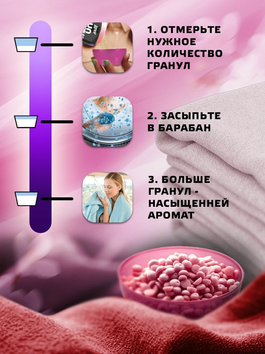 Кондиционер для белья в гранулах Lenor Жасмин парфюм для стирки, Ленор гранулированный ополаскиватель ароматизатор, средство для нейтрализации неприятных запахов, Набор - 2 упаковки по 210 г — фото 1