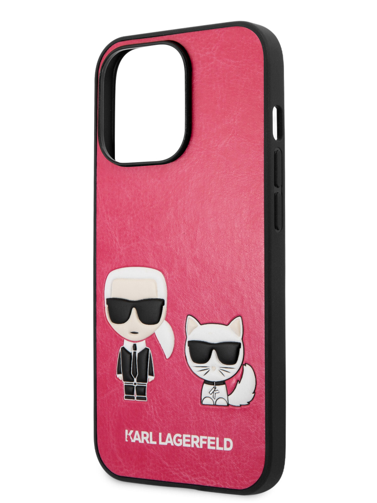 Lagerfeld для iPhone 13 Pro чехол PU Karl & Choupette Hard Fushia