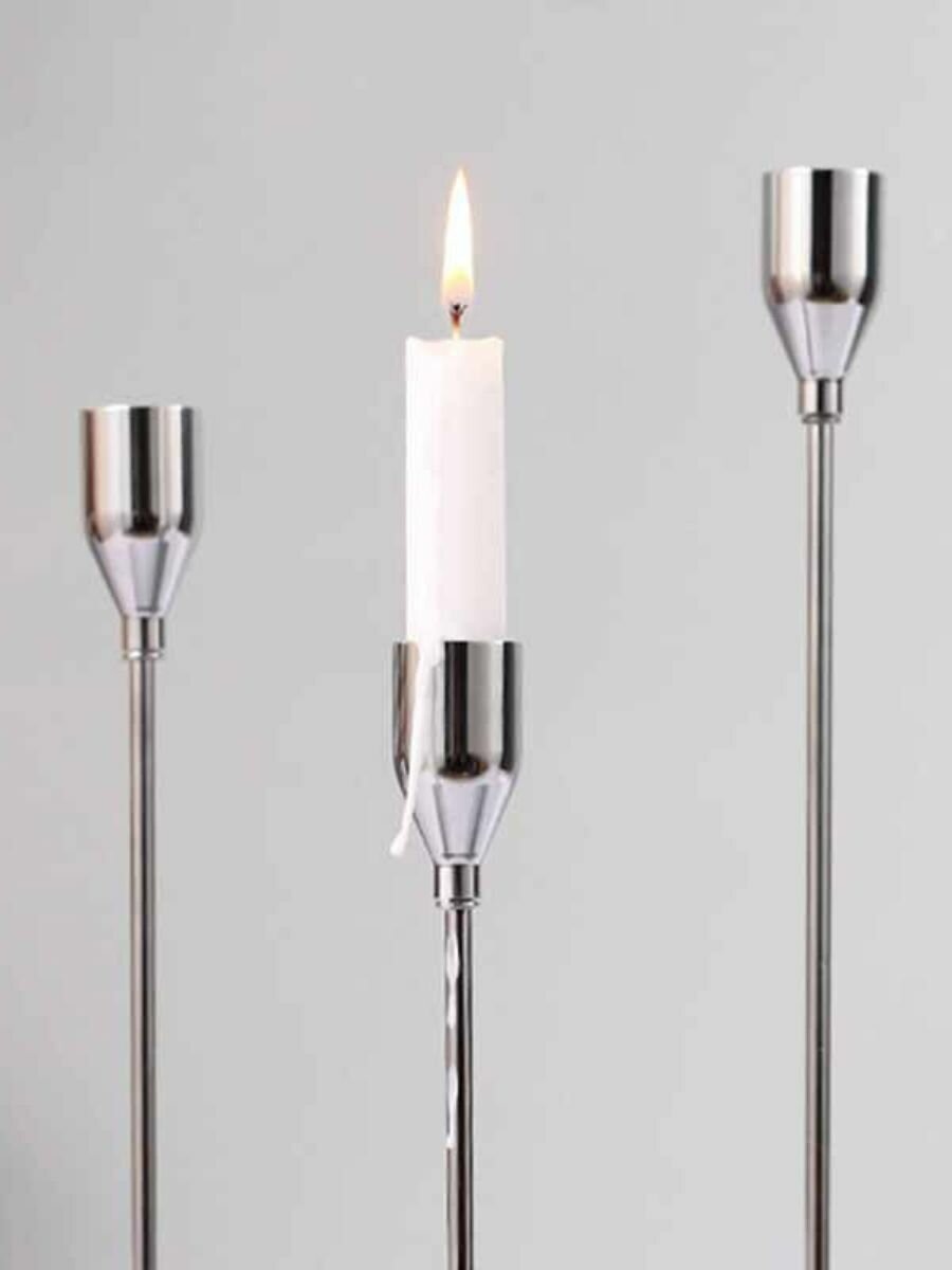 Подсвечники для свечей праздничные для стола серебро - фотография № 9