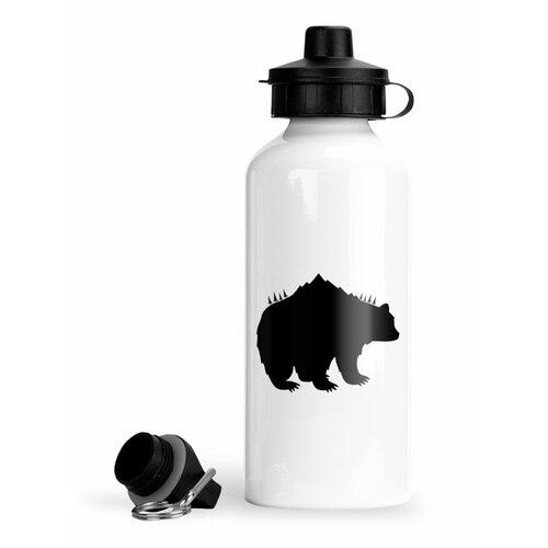фото Спортивная бутылка дикая природа wild bear силуэт медведя без надписи luzimuzi