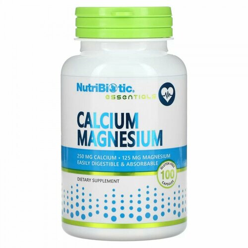 NutriBiotic, Essentials, Calcium Magnesium, 100 Gluten Free Capsules